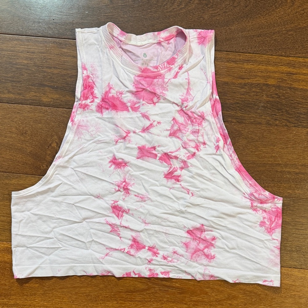 Spiritual Gangster White & Pink Tie-Dye Cropped Tank